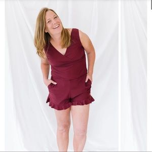 Honey Mark - gunger swim romper in wine